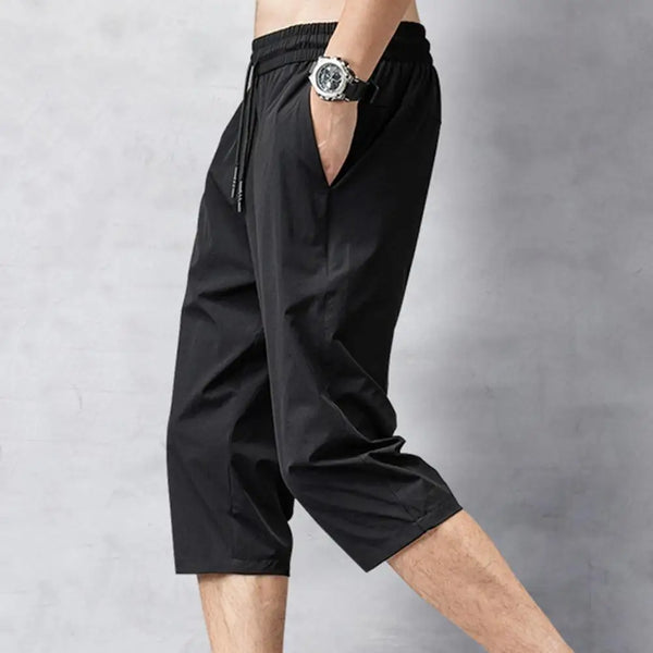 Men's Solid Color 3/4 Length Drawstring Pants