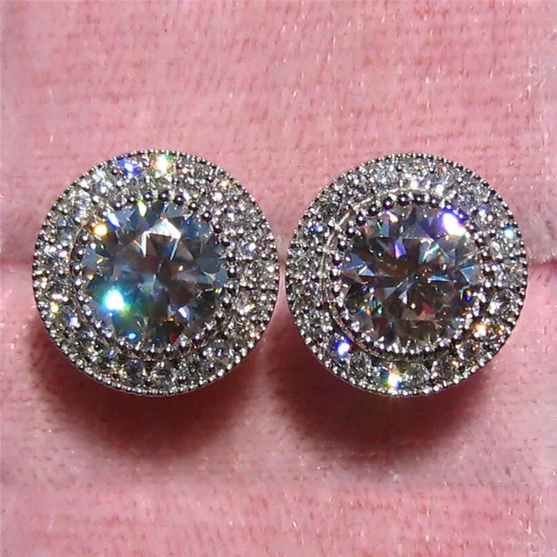 Delicate Round Stud Earrings with Cubic Zirconia