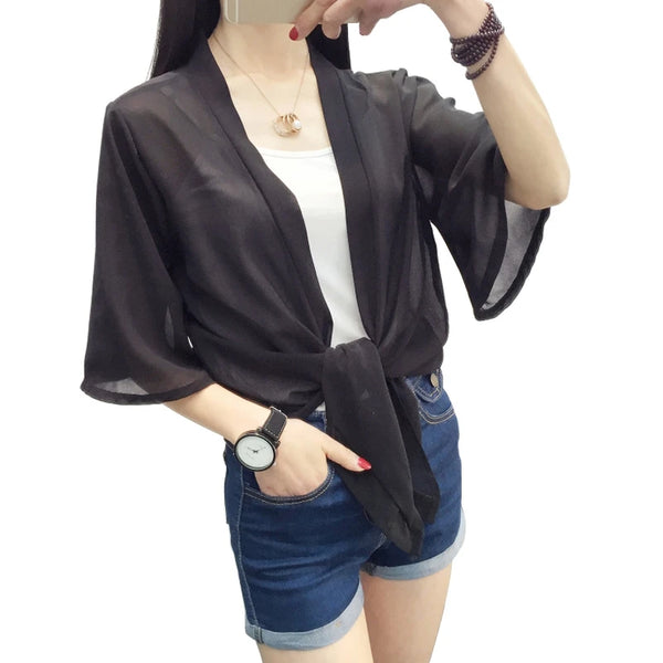 DAXIN Plus Size Chiffon Kimono Cardigan Summer Top