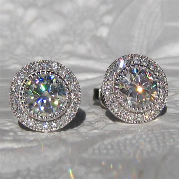 Delicate Round Stud Earrings with Cubic Zirconia