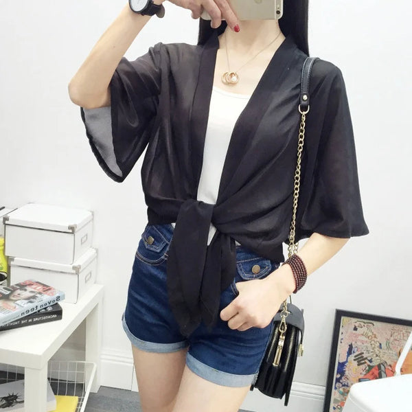 DAXIN Plus Size Chiffon Kimono Cardigan Summer Top