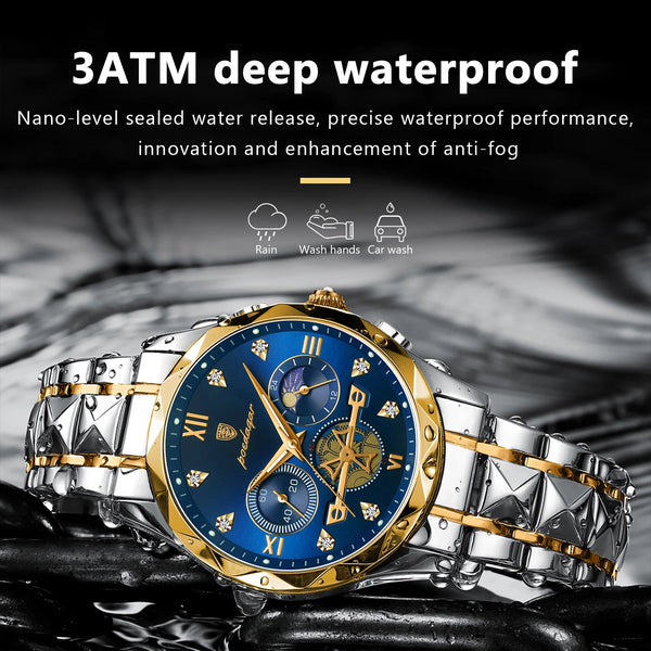 POEDAGAR Men's Waterproof Luminous Chronograph Watch