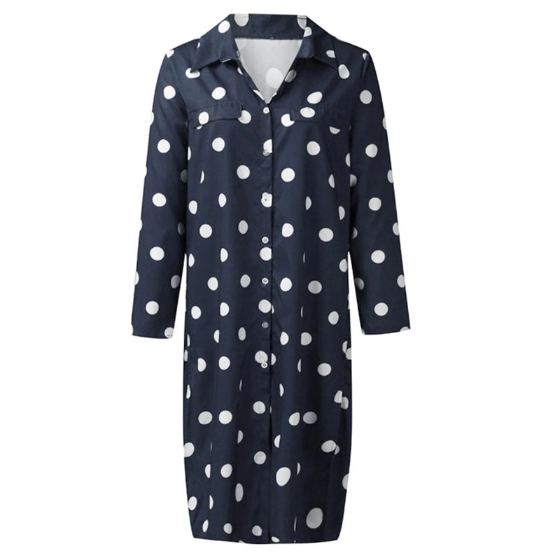 Women's Long Sleeve Polka Dot Maxi Dress