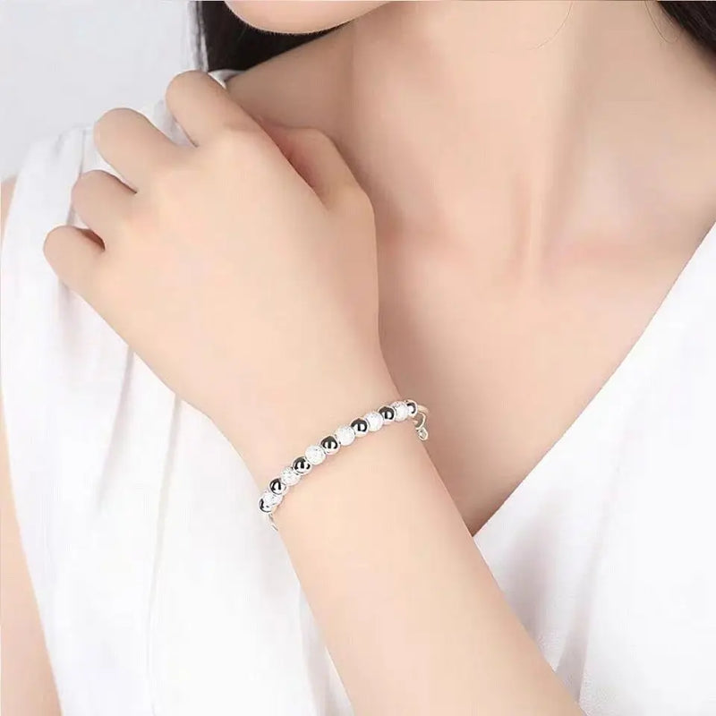 925 Silver-Color Beads Bracelets for Women