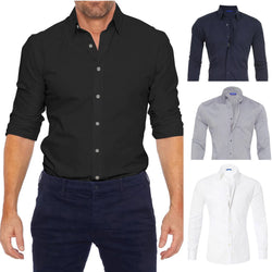 Men's Casual Long Sleeve Zip-Up Dress Shirt