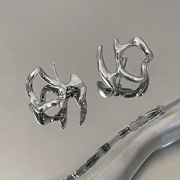 Y2K Irregular Liquid Silver Earrings for Women