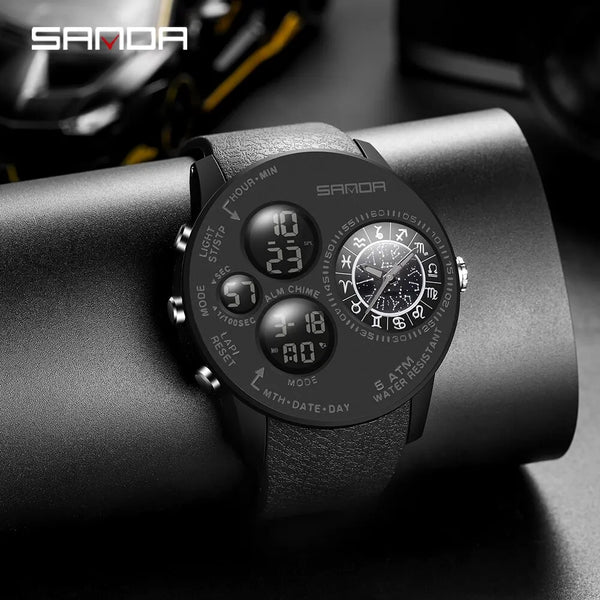 SANDA 2023 Men's Military Sports Quartz Watch - Waterproof