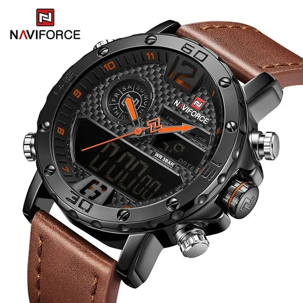 NAVIFORCE Men's Luxury Leather Sports Watch