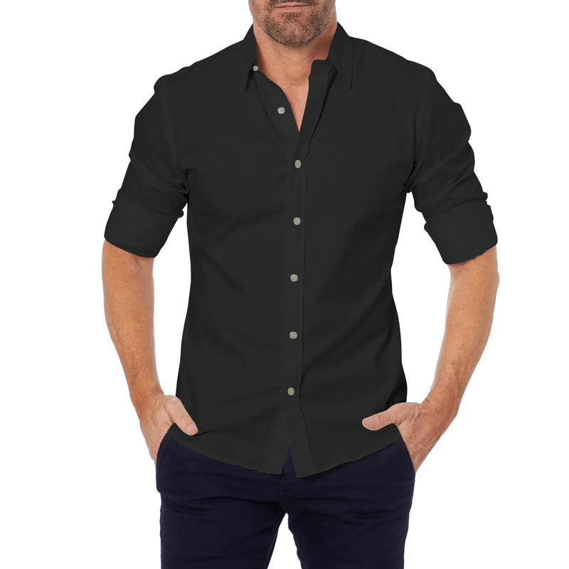 Men's Casual Long Sleeve Zip-Up Dress Shirt