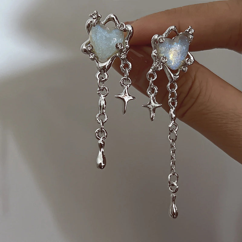 Y2K Irregular Liquid Silver Earrings for Women