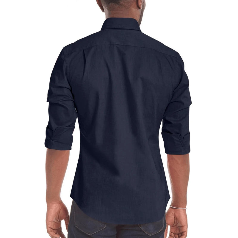 Men's Casual Long Sleeve Zip-Up Dress Shirt