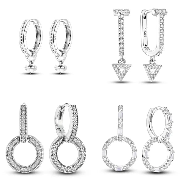 2024 Sterling Silver S925 Zircon Hoop Earrings