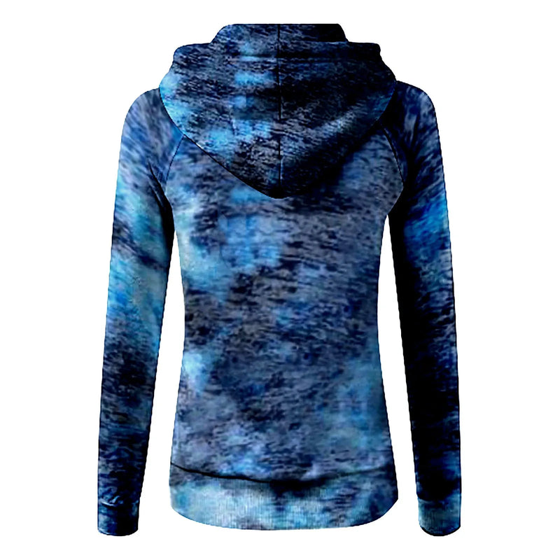 Women's Tie-Dyed Print Coat Casual Zipper Jacket