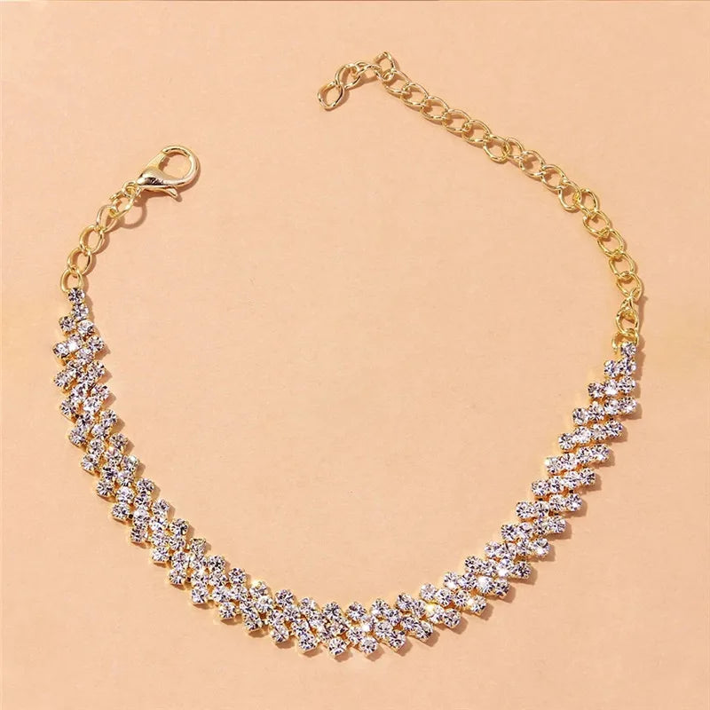 Cubic Zirconia Chain Anklet for Women