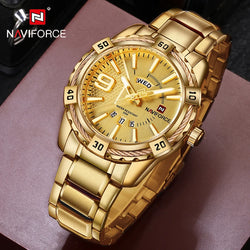 NAVIFORCE Men's Gold Quartz Waterproof Watch