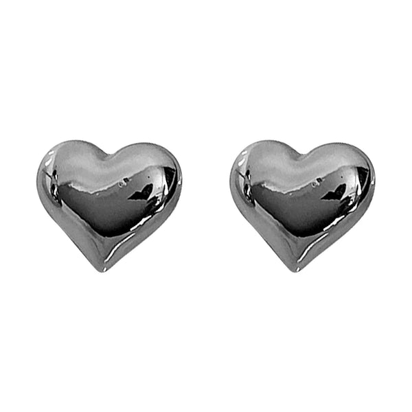 Minimalist Silver Heart Stud Earrings for Women