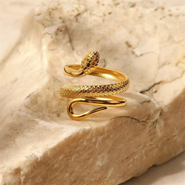 Hollowed Out Snake Vintage Adjustable Ring for Women