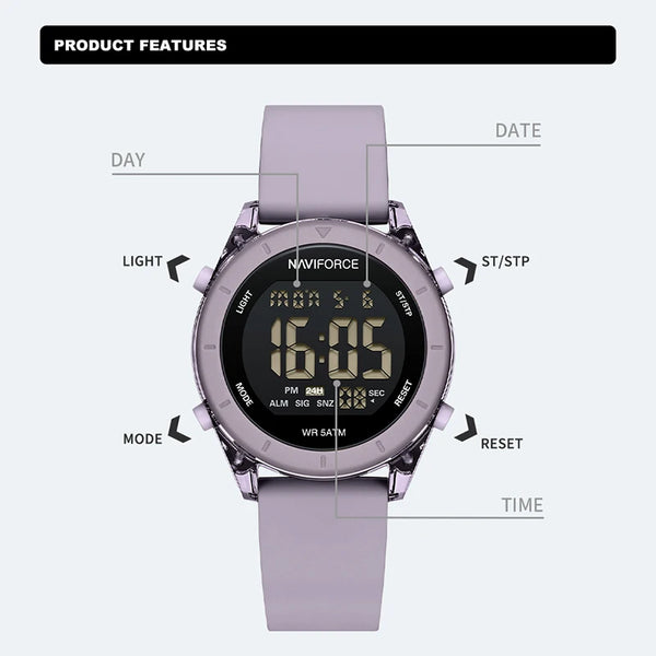 NAVIFORCE Women's Waterproof LCD Digital Watch