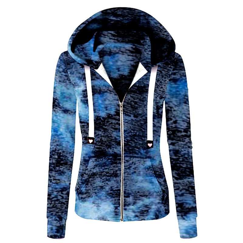 Women's Tie-Dyed Print Coat Casual Zipper Jacket