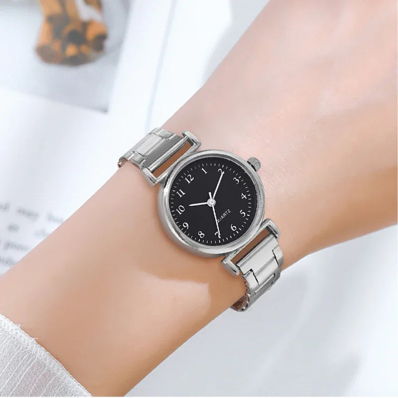 Women’s Small Arabic Dial Steel Band Quartz Watch