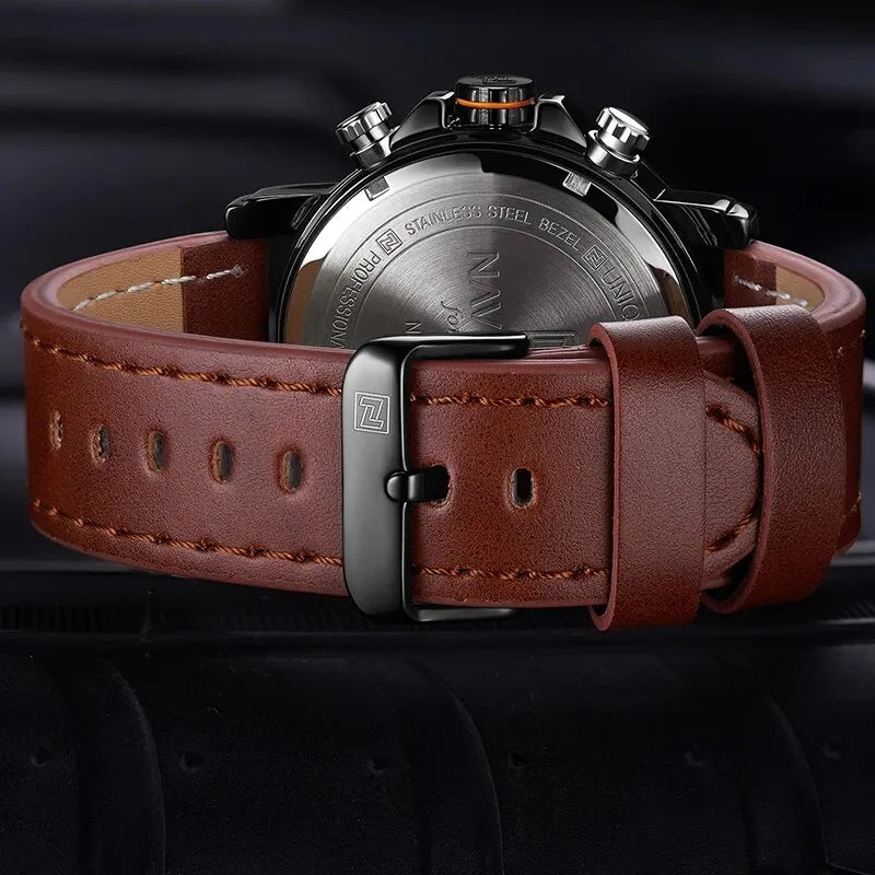 NAVIFORCE Men's Luxury Leather Sports Watch