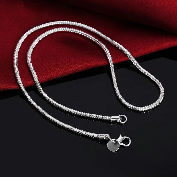 Silver Snake Chain Necklace 1-3mm 40-75cm