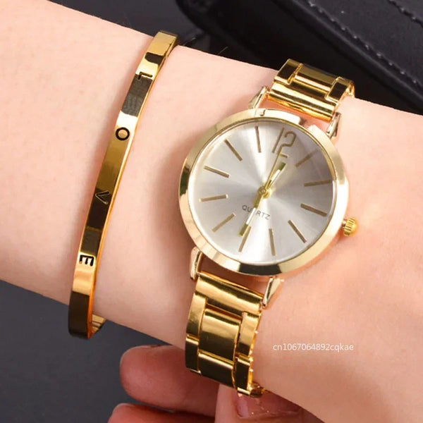 Ladies Fashion Simple Digital Quartz Watch Set