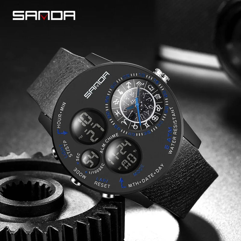 SANDA 2023 Men's Military Sports Quartz Watch - Waterproof
