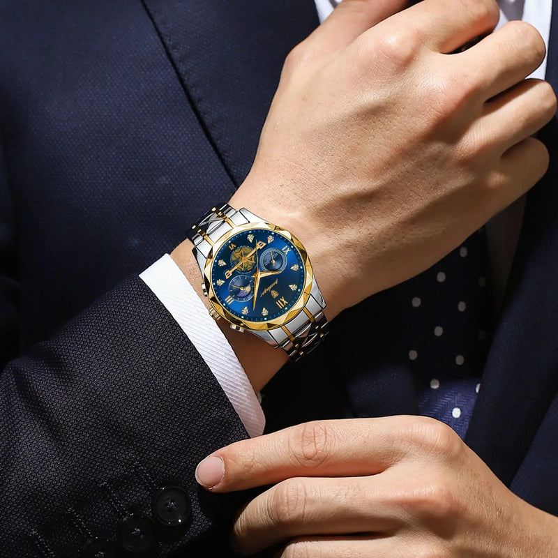 POEDAGAR Men's Waterproof Luminous Chronograph Watch