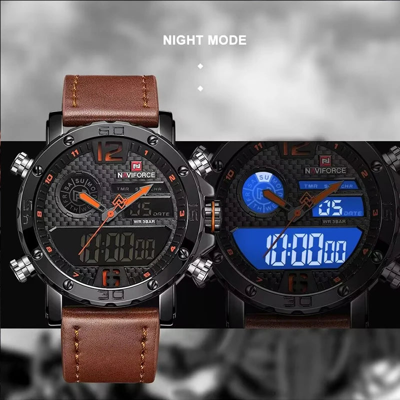 NAVIFORCE Men's Luxury Leather Sports Watch