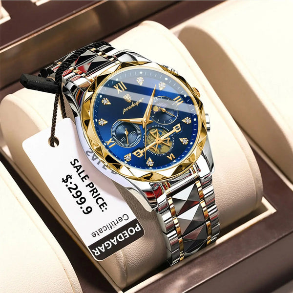 POEDAGAR Men's Waterproof Luminous Chronograph Watch