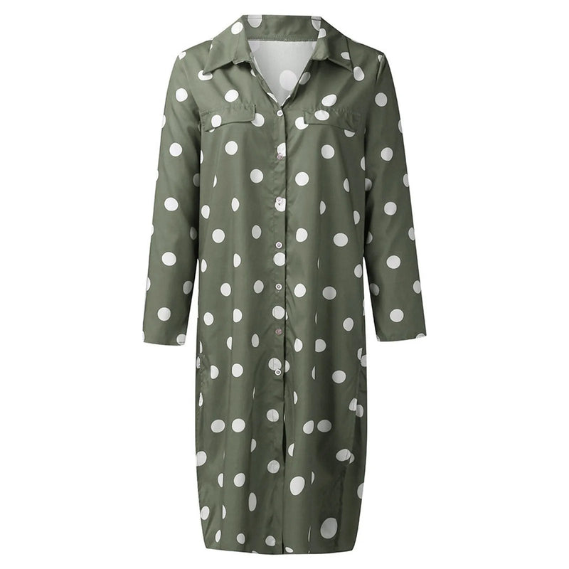 Women's Long Sleeve Polka Dot Maxi Dress