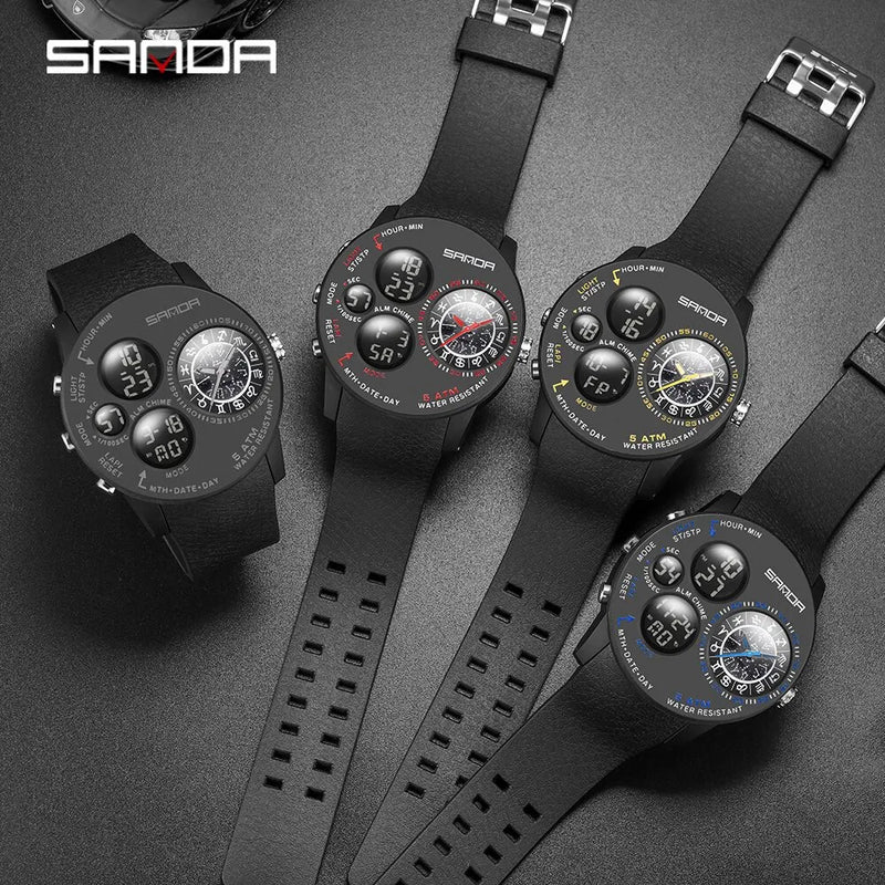 SANDA 2023 Men's Military Sports Quartz Watch - Waterproof