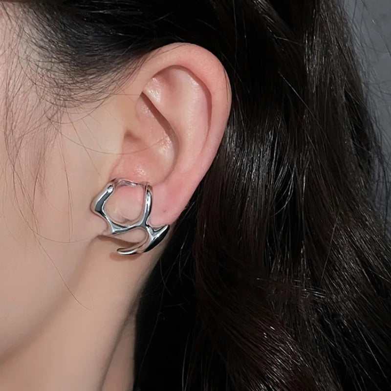 Y2K Irregular Liquid Silver Earrings for Women