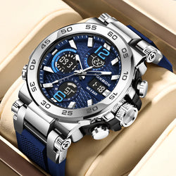 LIGE Men's 50M Waterproof Dual Display Sports Watch