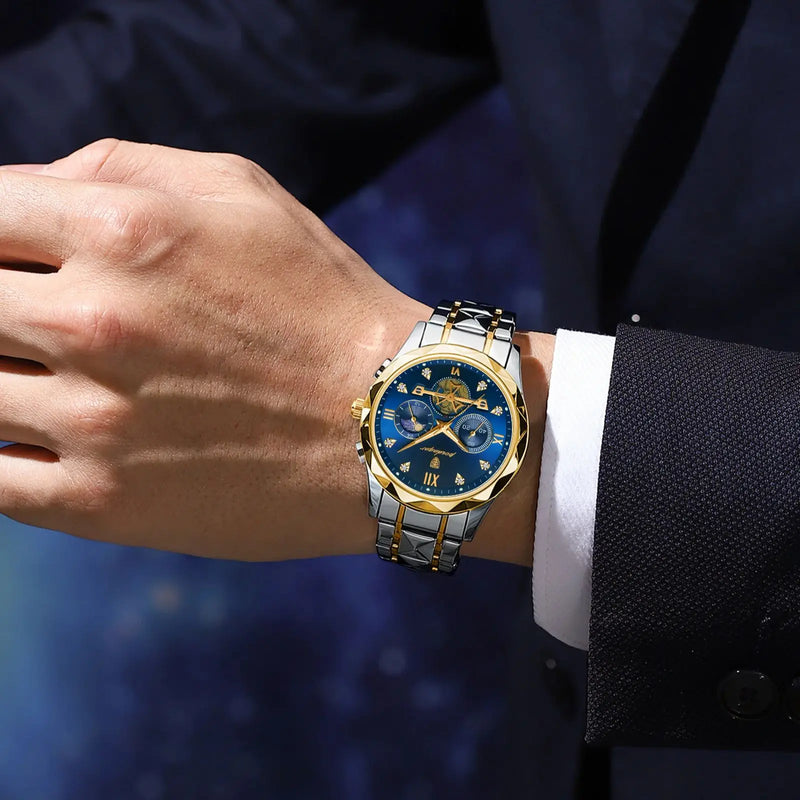 POEDAGAR Men's Waterproof Luminous Chronograph Watch