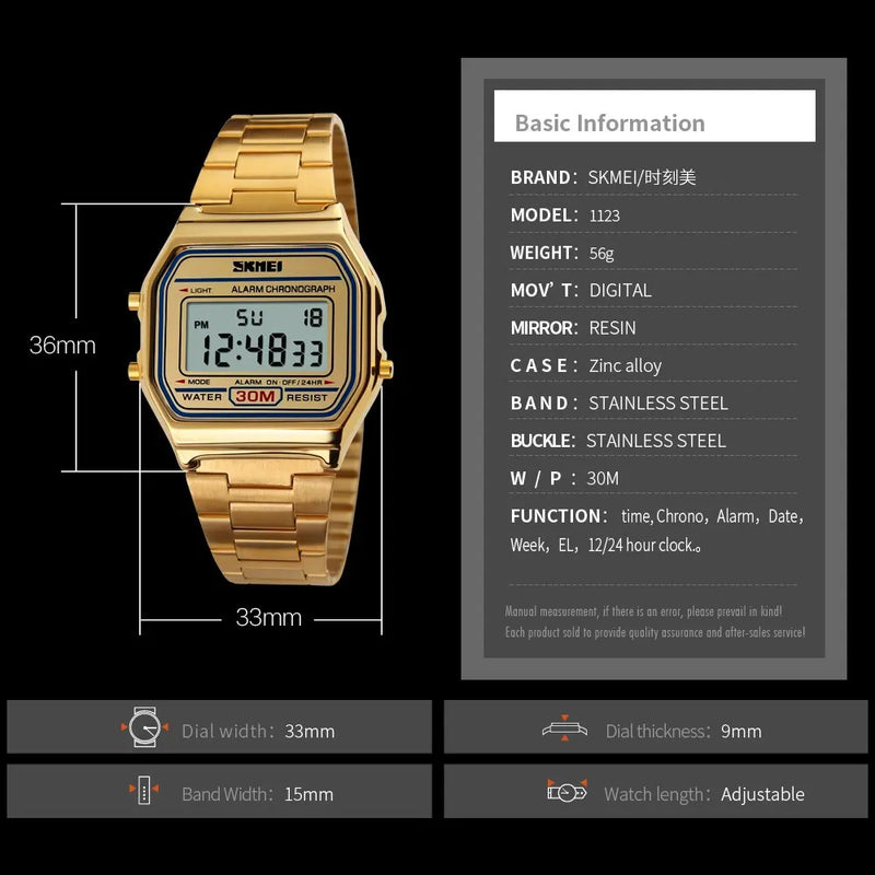 Skmei Luxury Stainless Steel Chrono Sport Watch for Men