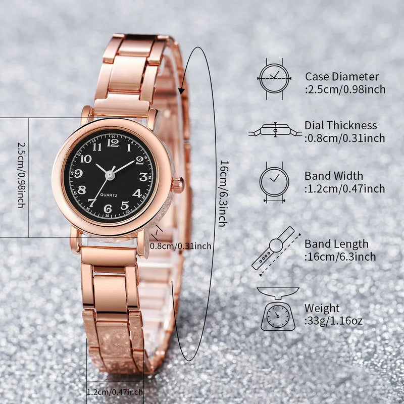 Women’s Small Arabic Dial Steel Band Quartz Watch