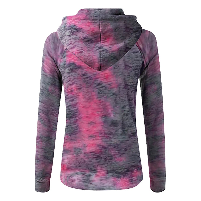 Women's Tie-Dyed Print Coat Casual Zipper Jacket