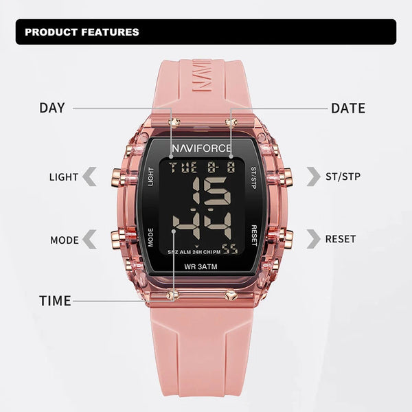 NAVIFORCE Women's LCD Digital Waterproof Watch