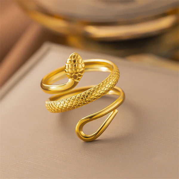 Hollowed Out Snake Vintage Adjustable Ring for Women