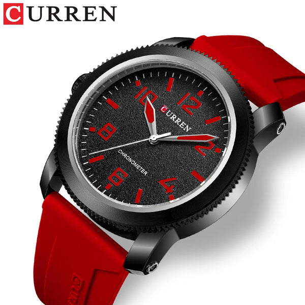 CURREN Men's Simple Quartz Watch with Silicone Strap