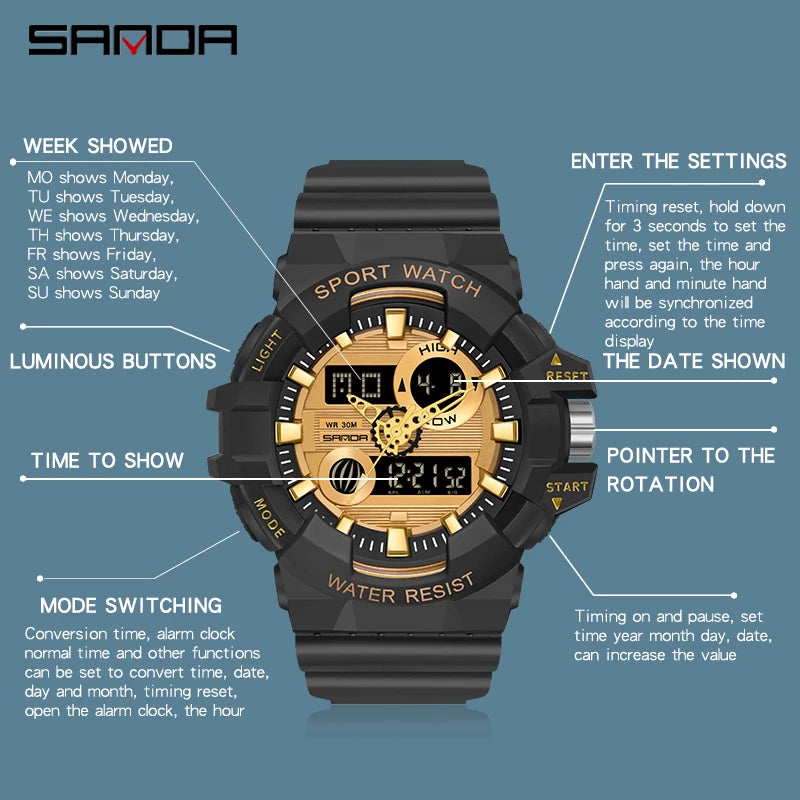 Luxury Military Quartz Watch for Men - Waterproof LED Style